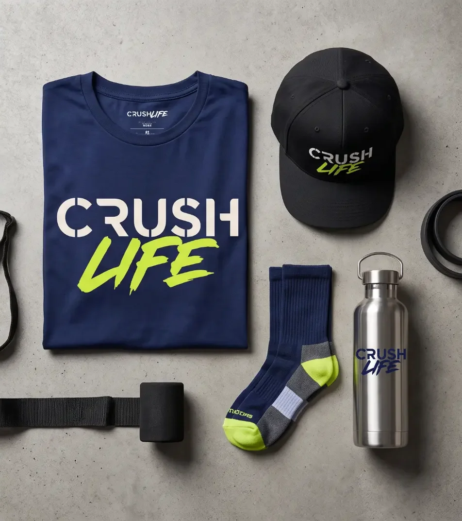 Crush Life tee with cap, socks and bottle